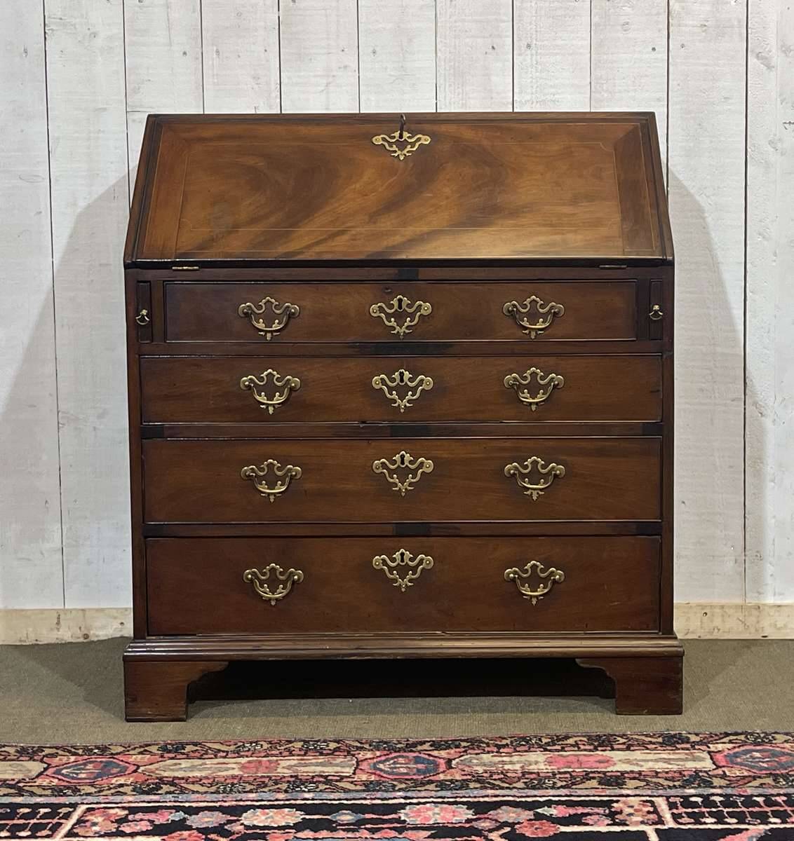 English Georgian donkey desk from the 19th century, mahogany and oak.