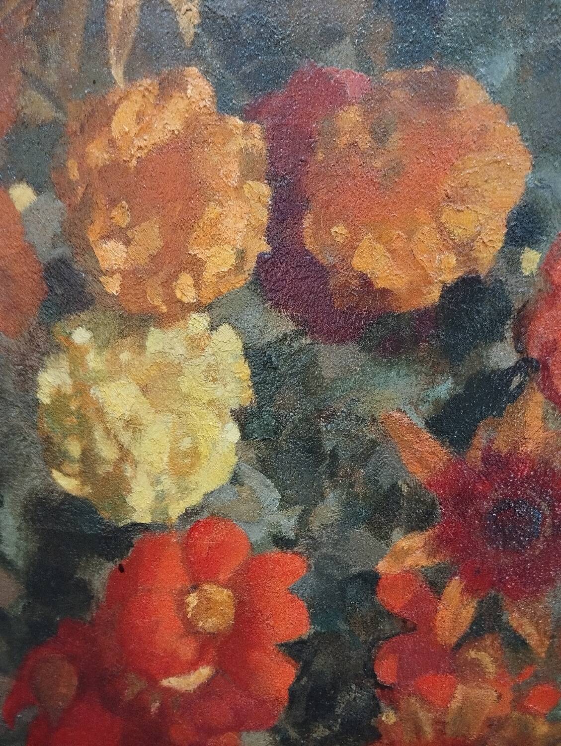 Painting "yellow bouquet of September" signed Charigny