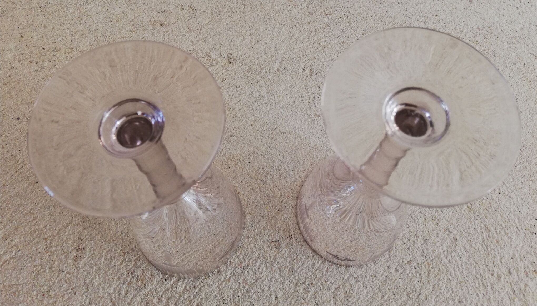2 stemmed glasses early 20th