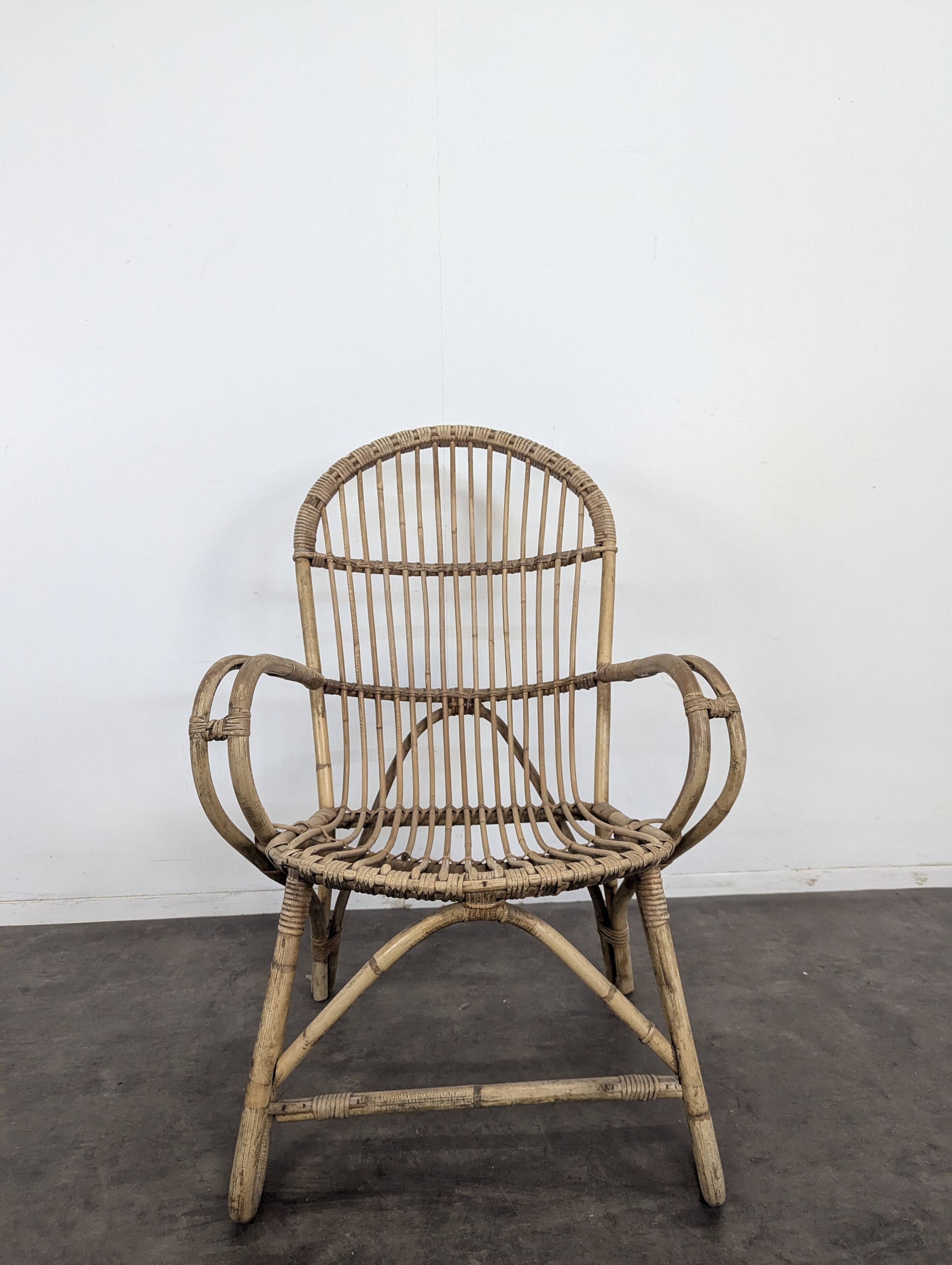 Bamboo and rattan armchair