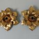 Pair of "flower" sconces in 70s golden metal