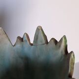 Art Nouveau majolica heron and iris vase