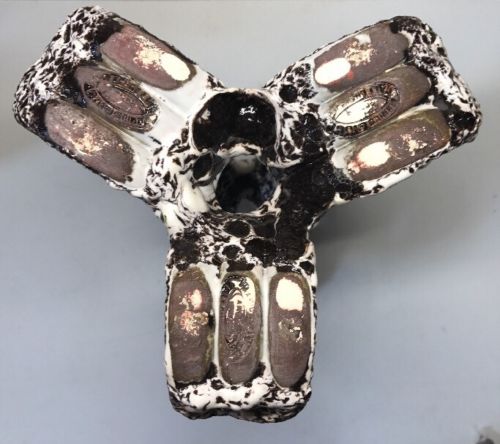 Triple candlestick Fat Lava signed Marius Giuge rare vintage Vallauris