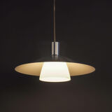 Suspension en métal design danois avec verre à lait, années 1980