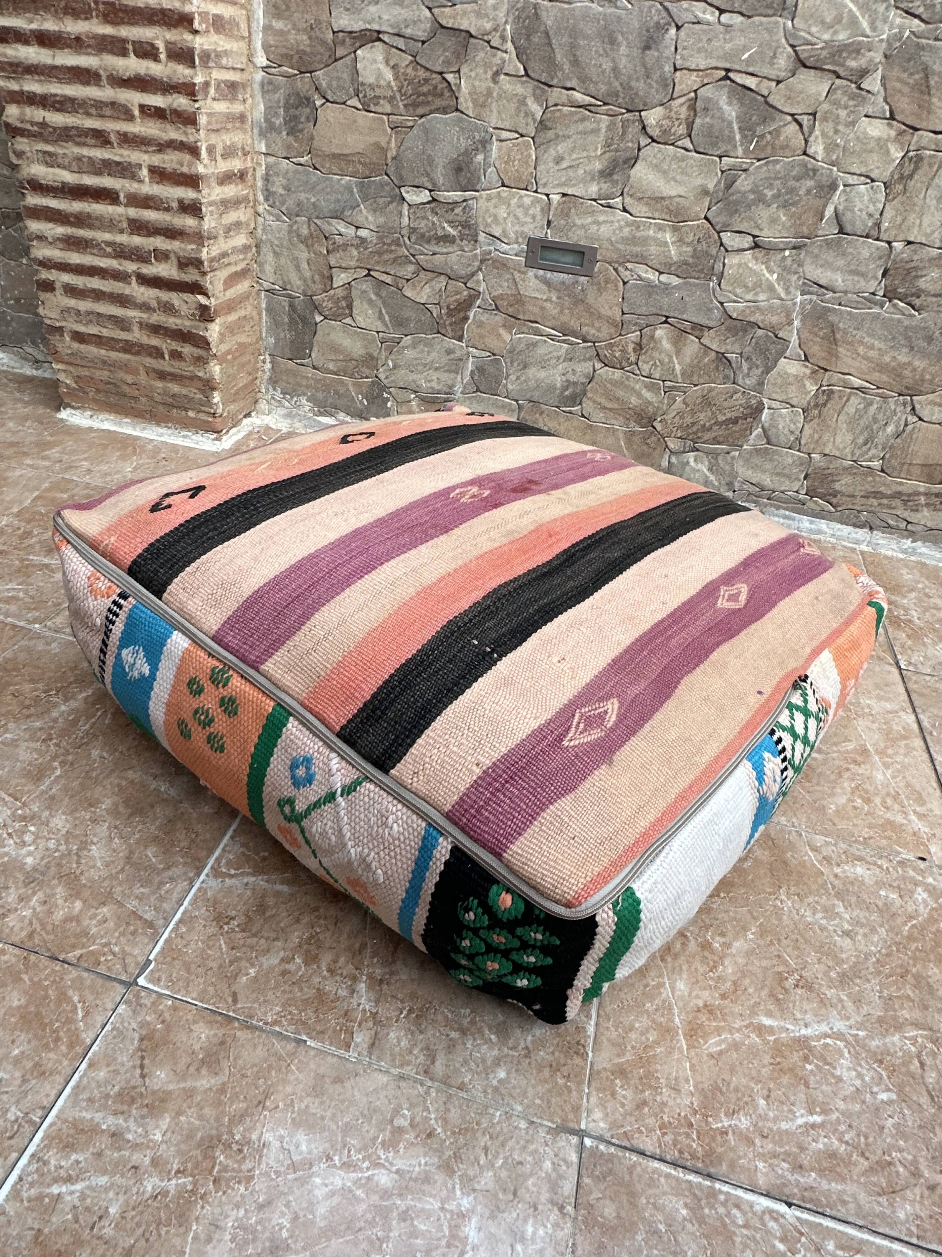 Handmade Berber Kilim pouf