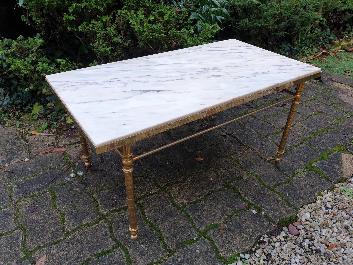 Louis XV marble and brass coffee table