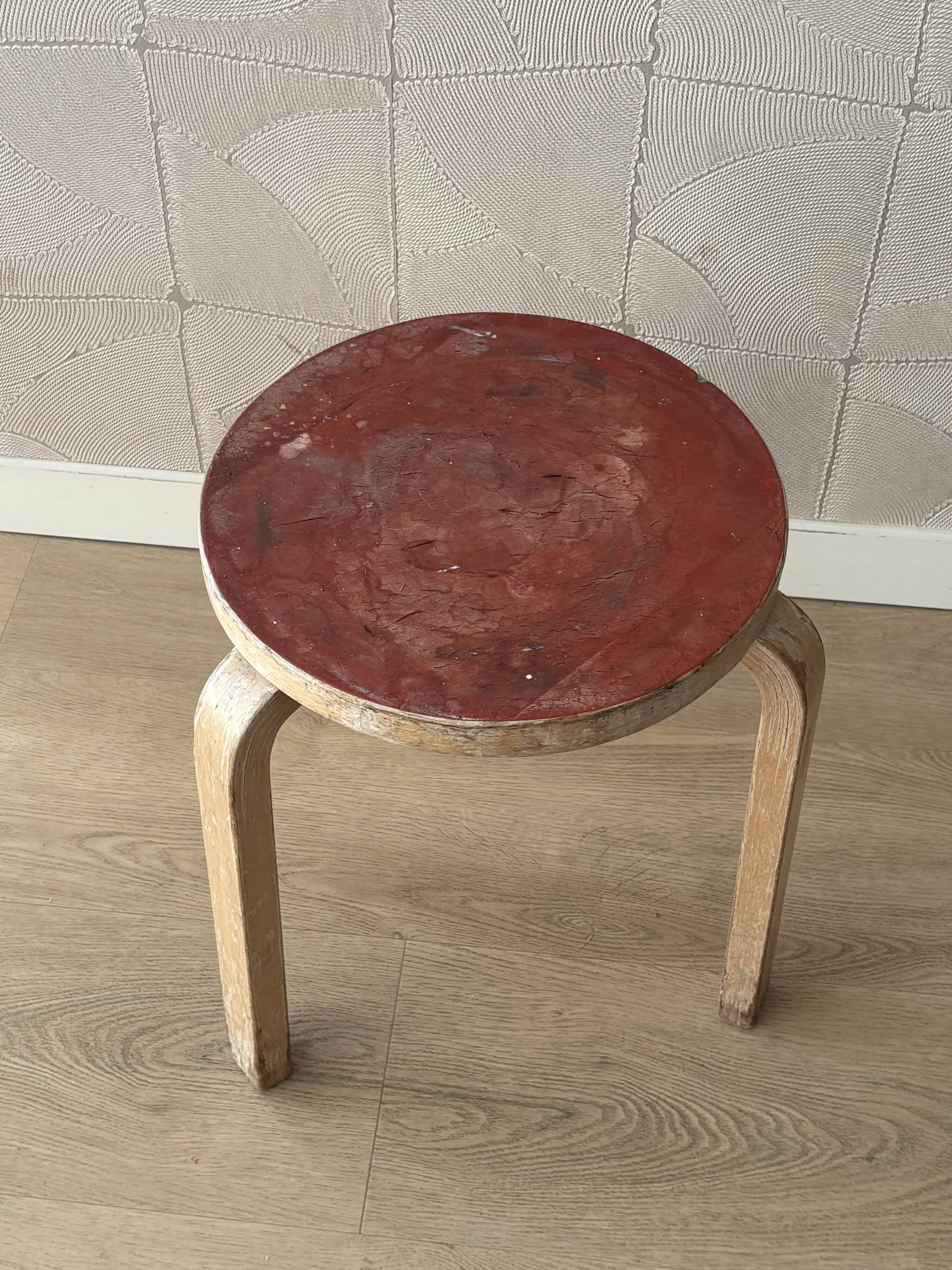 Alvar Aalto Artek Stool 60 Finland 1950s Vintage Birch Original Patina