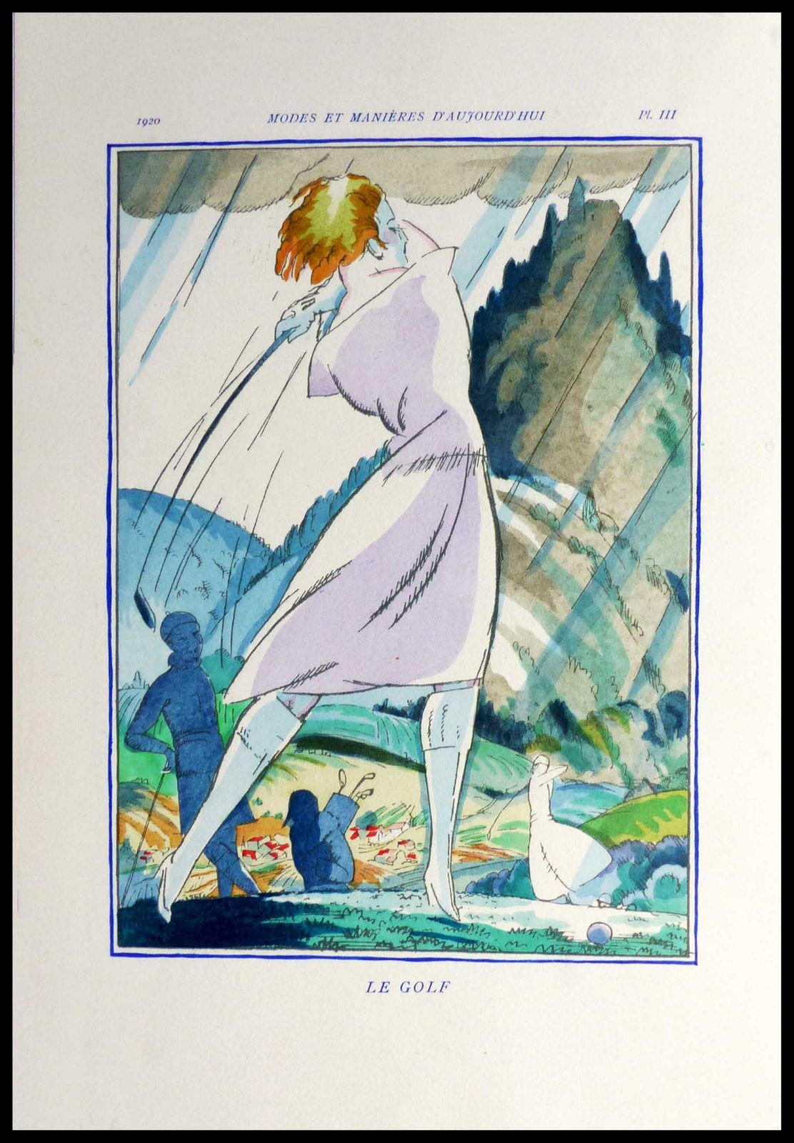 Original lithograph stencil Robert Bonfils Golf board III 1920