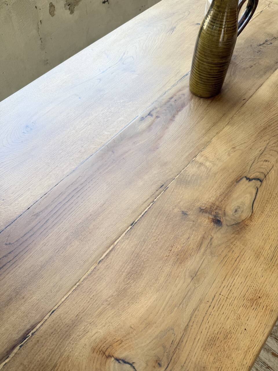 Solid oak drapery farmhouse table 2m5 XL