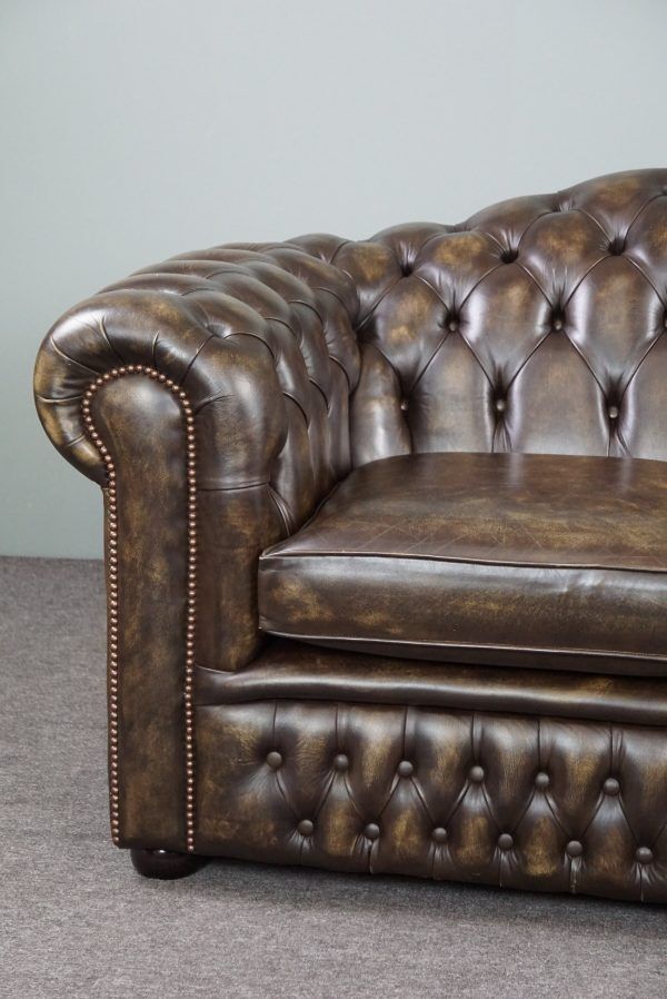 Chesterfield sofa in cowhide leather 2 places