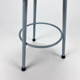 Vintage Dutch Industrial Steel and Wood Stool, 1960s