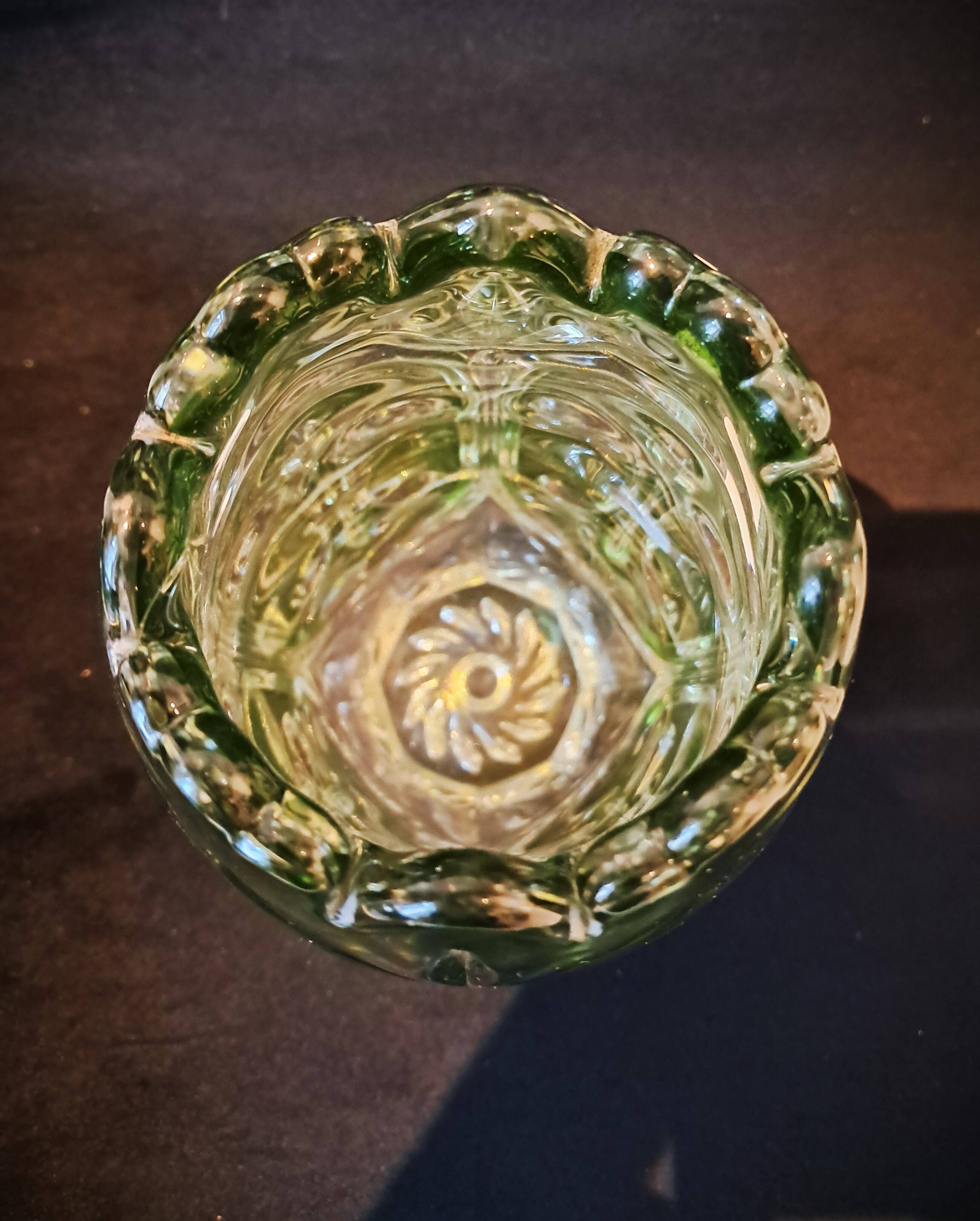 Large glass vase in Czech, lily flower model by Rudolfova Hut.