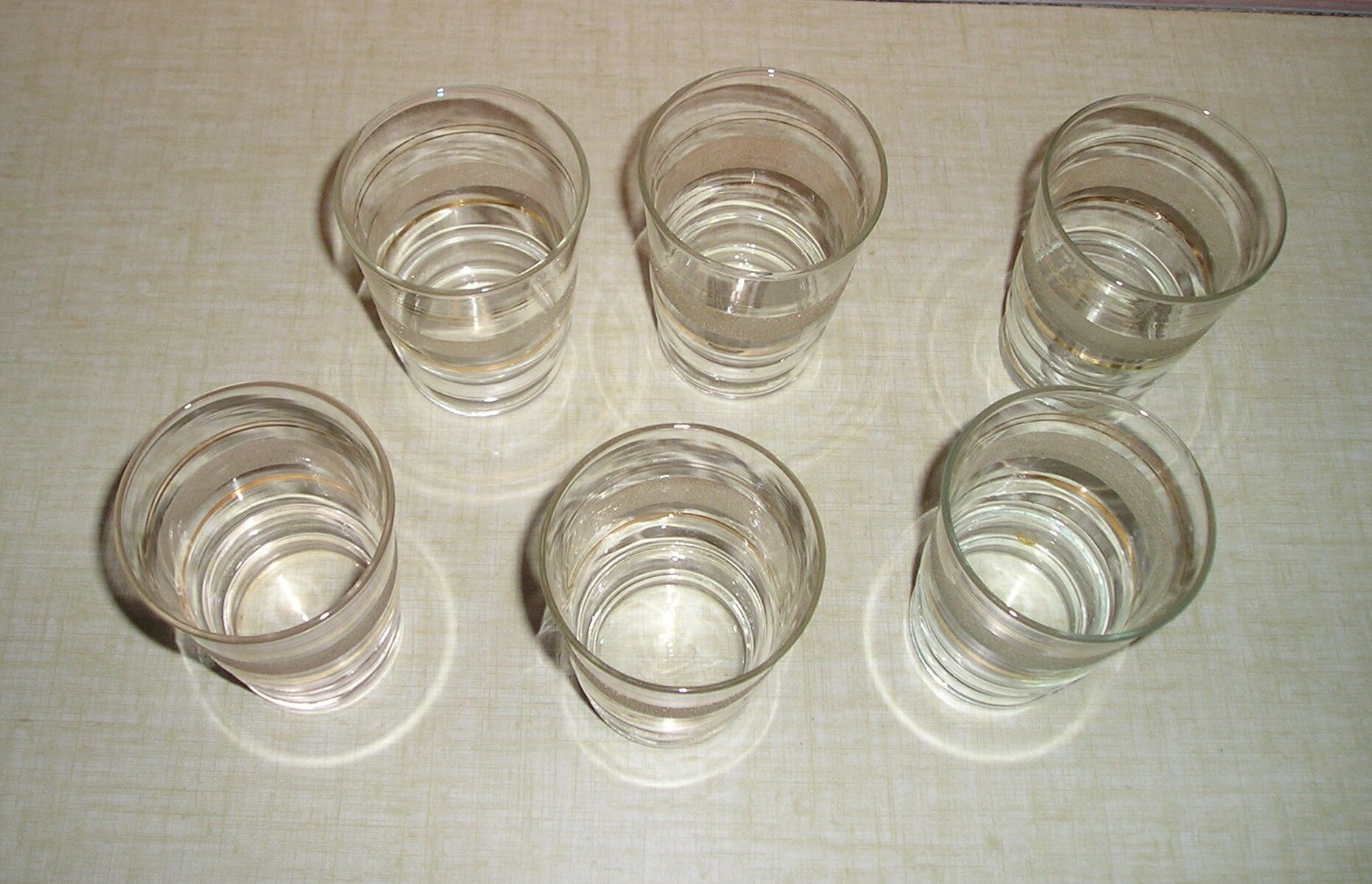 Glass service 6 people granite glass with 70's gilded eds