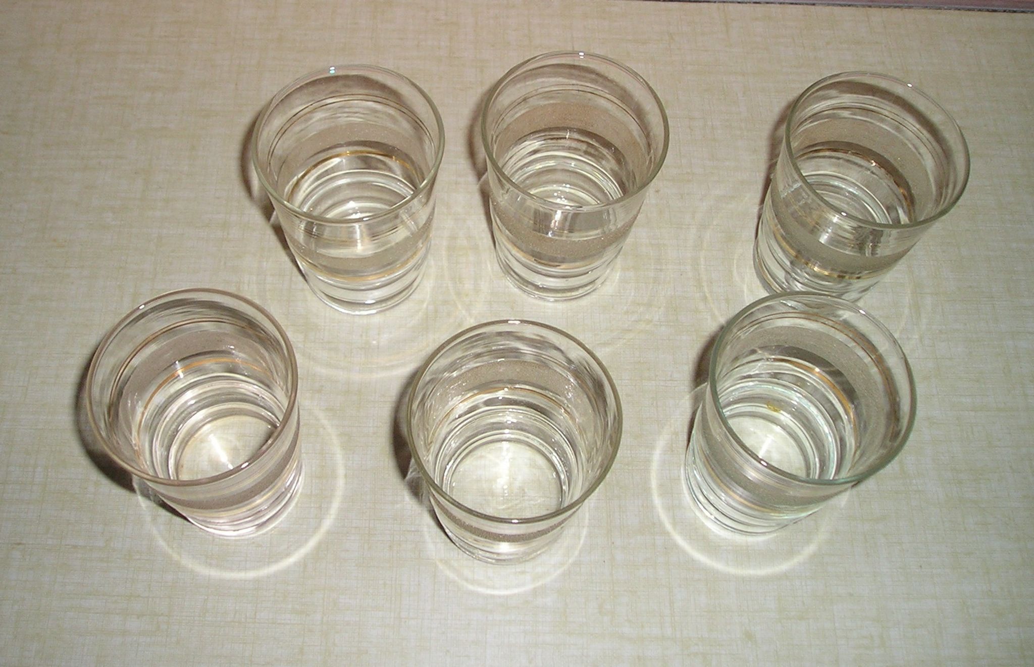 Glass service 6 people granite glass with 70's gilded eds