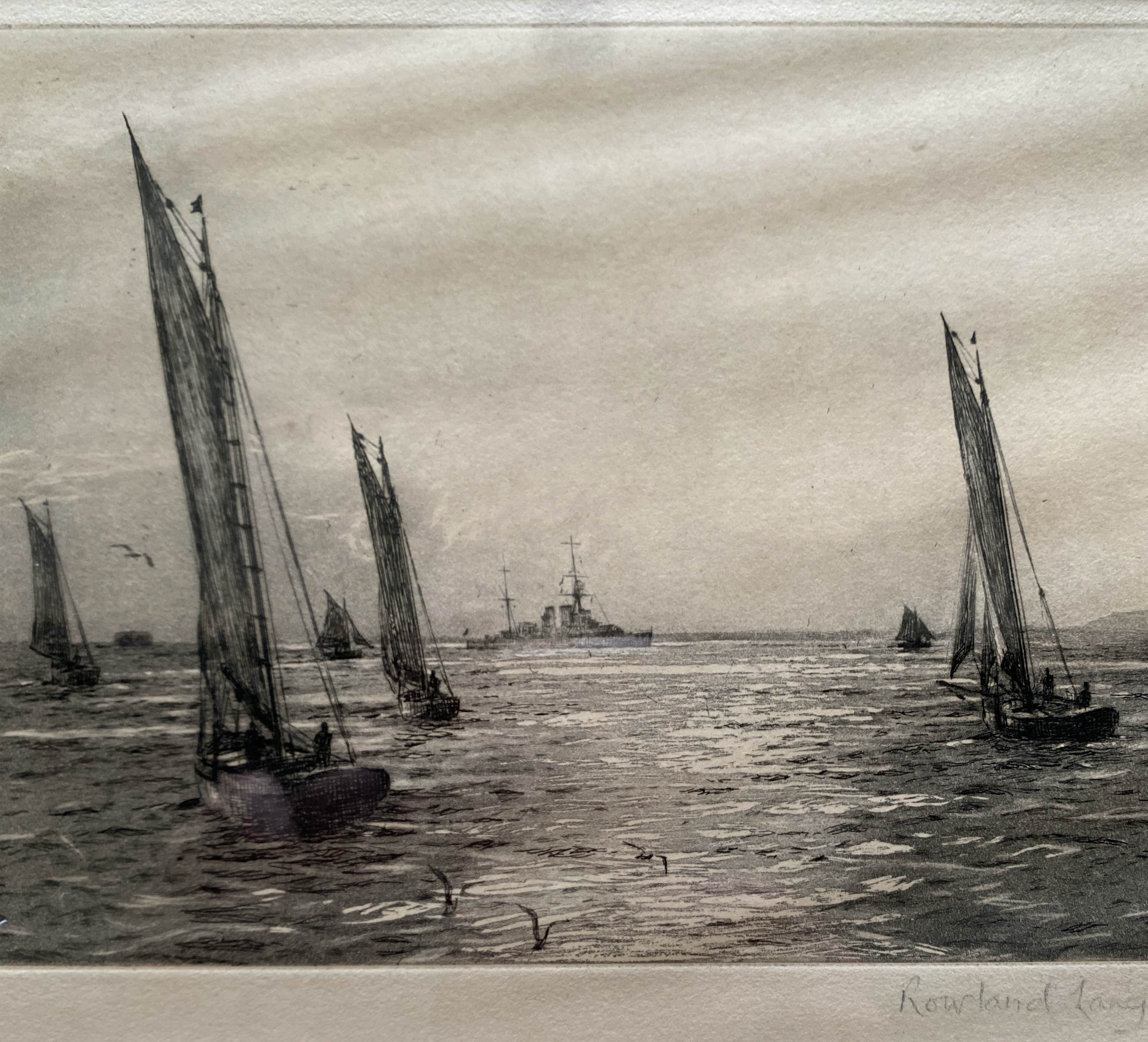 Original painting engraving Rowland Langmaid (1897/1956) "In the Path of the Sun"