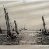 Original painting engraving Rowland Langmaid (1897/1956) "In the Path of the Sun"