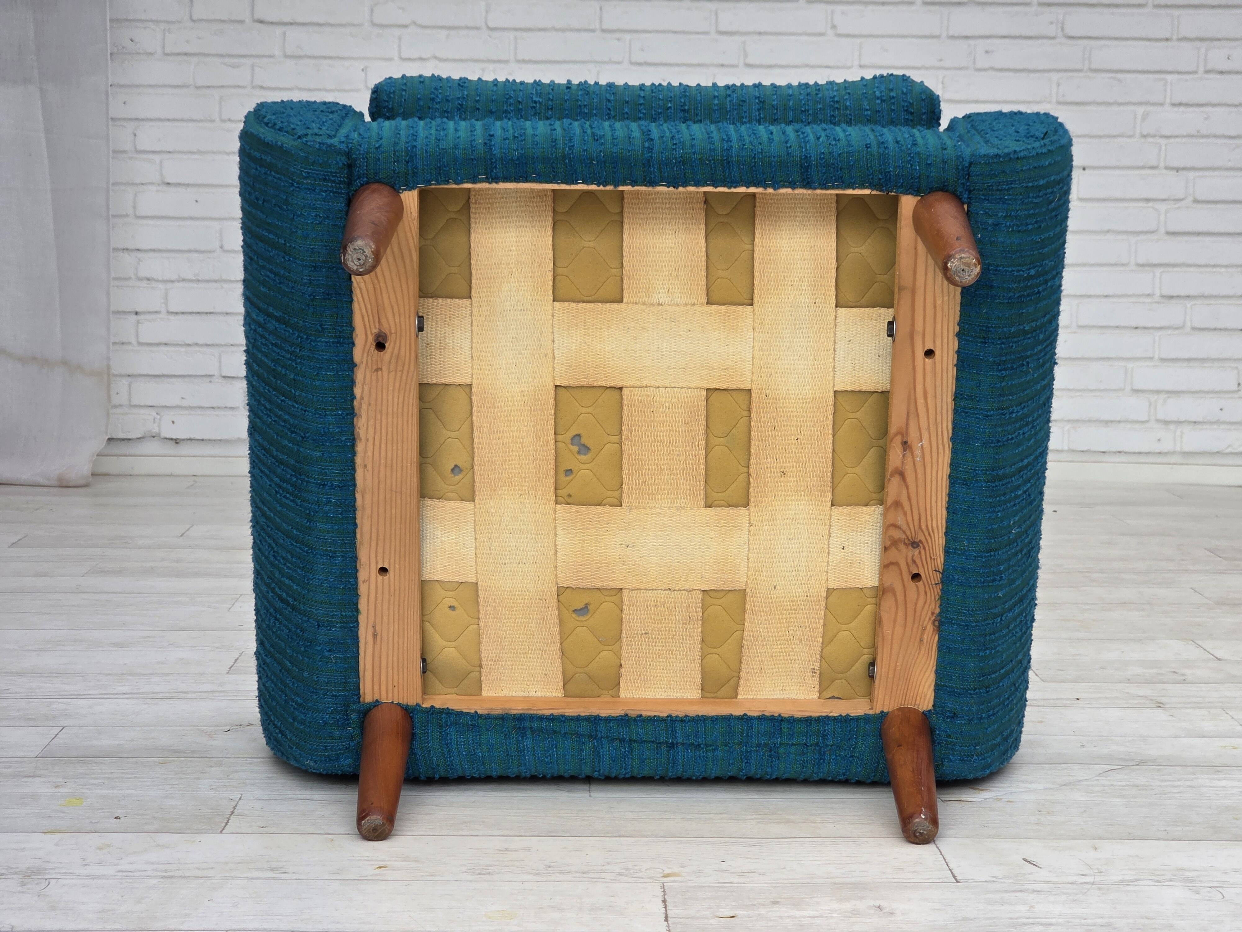 1970s, Danish armchair, original furniture wool, teak wood.