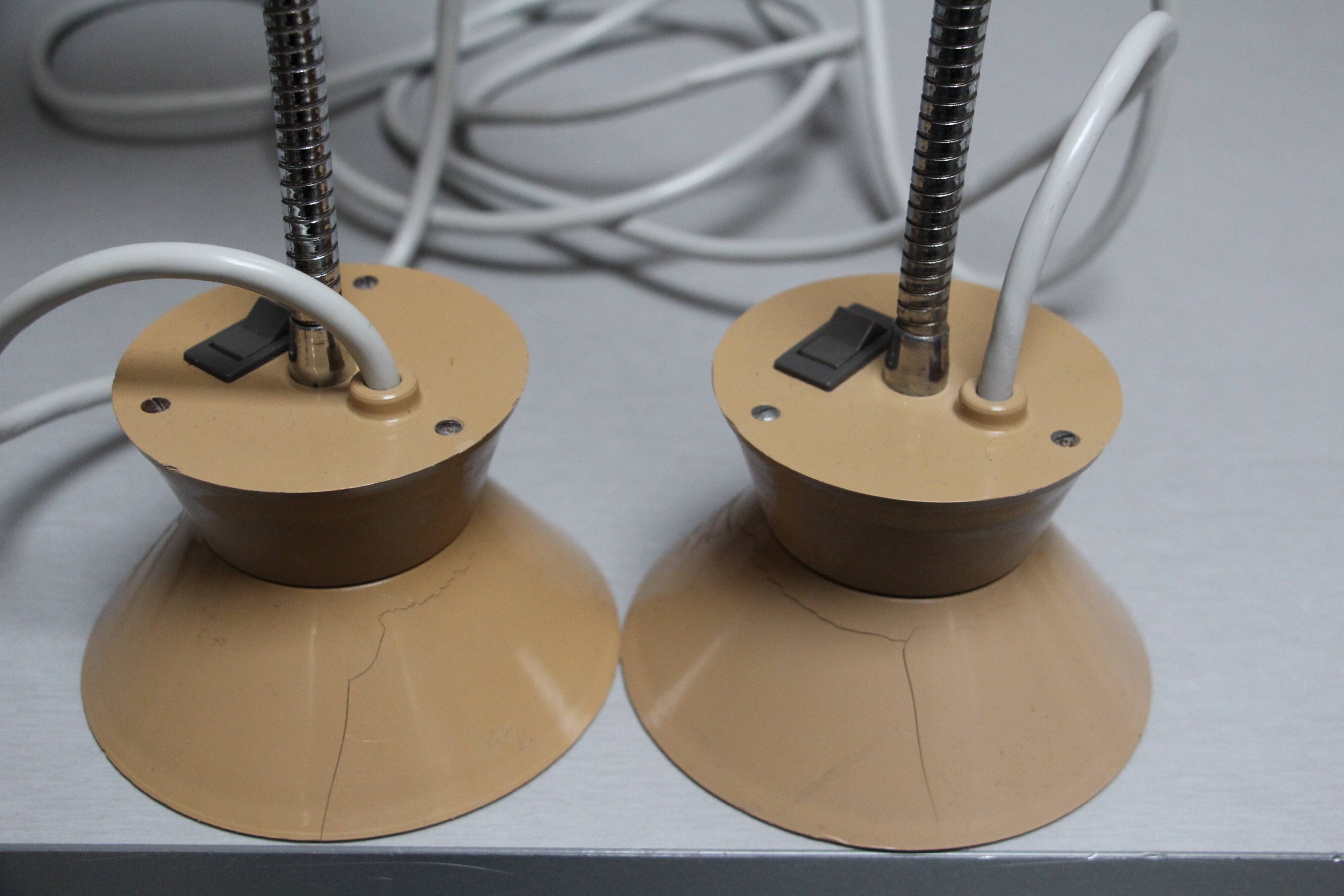 Set of two Armelec 92 beige workshop lamps 1950