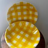 Set of 4 Digoin Sarreguemines Scottish yellow soup plates