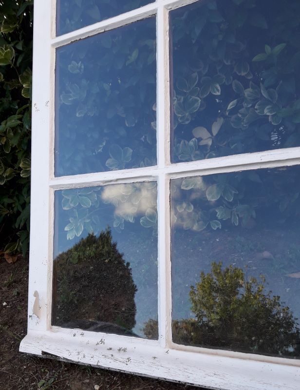 Glass window h141xl263 in oak 4 leaves