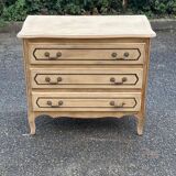 Renovated Louis XV Bibus chest of drawers in raw oak wood with 3 drawers 90c