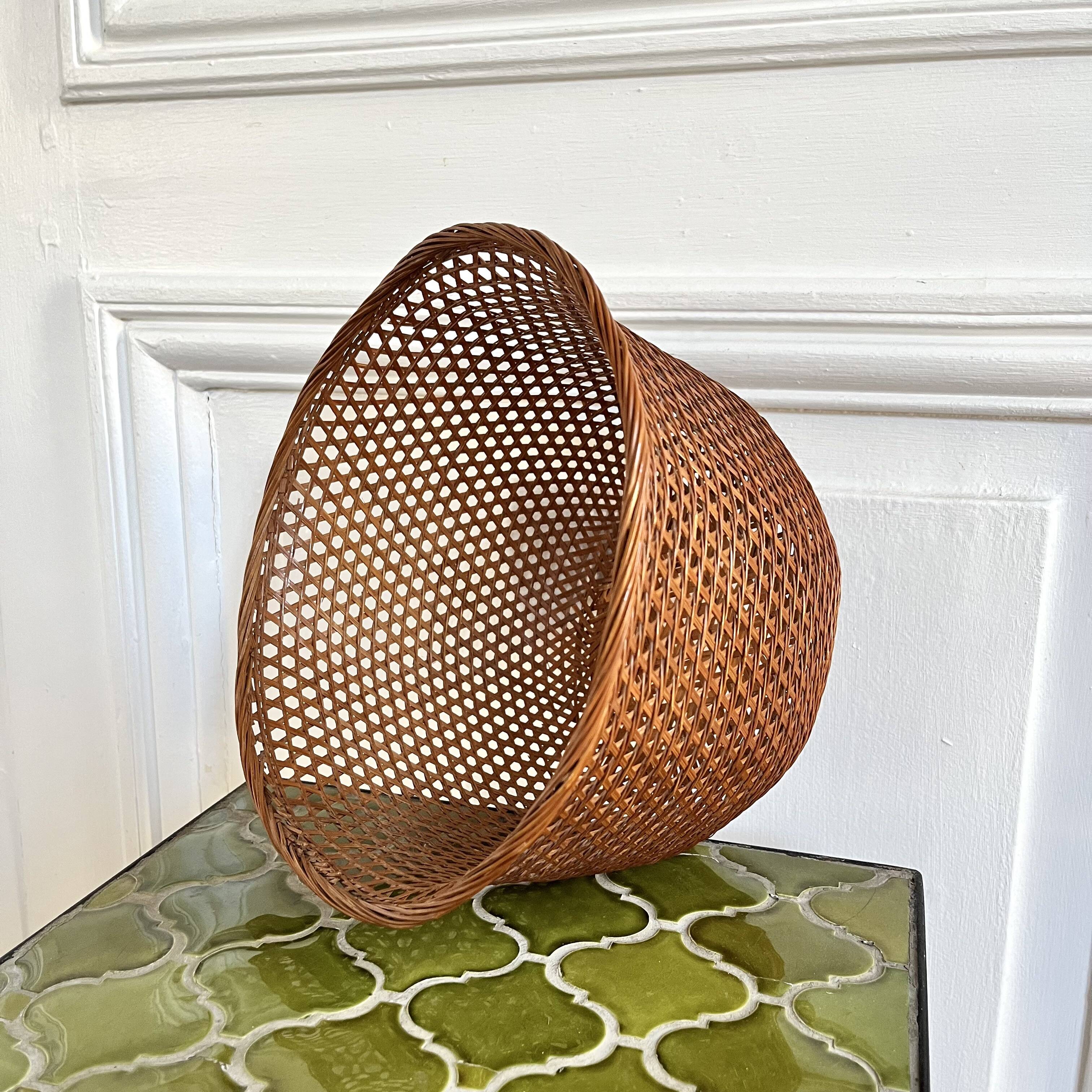 Wicker cane basket planter