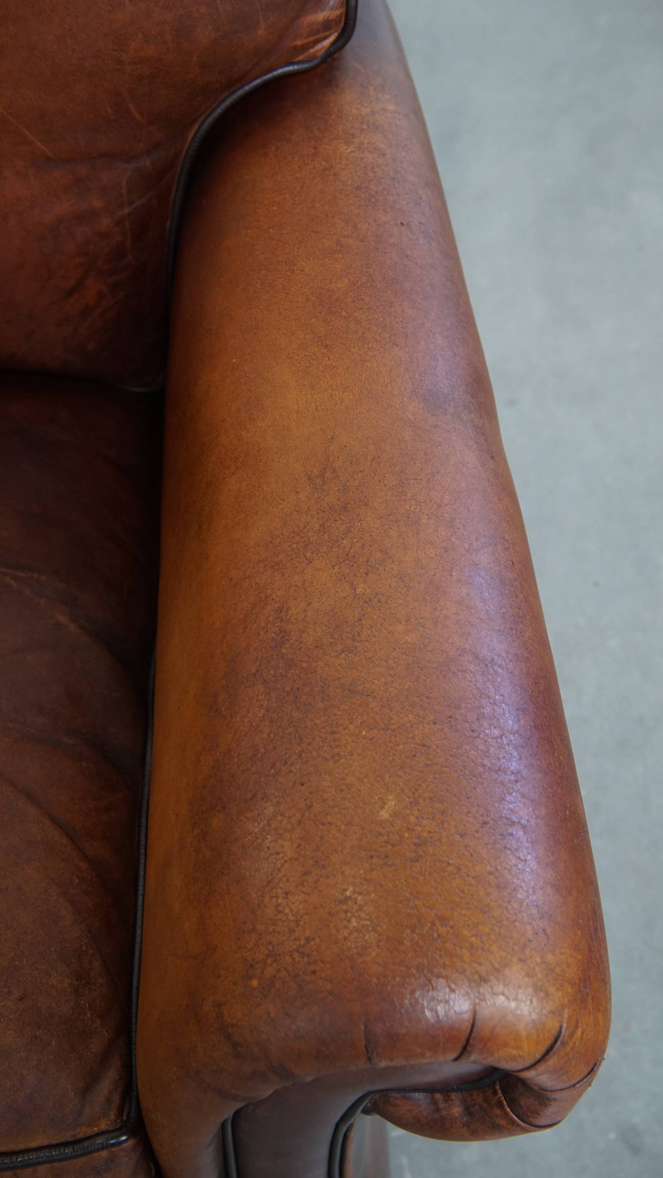Fauteuil en cuir de mouton de style anglais