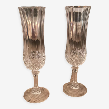 Chiseled Cristal d’Arques Longchamp champagne flutes