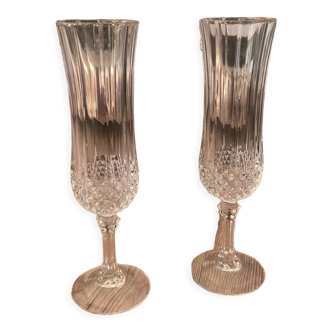 Chiseled Cristal d’Arques Longchamp champagne flutes