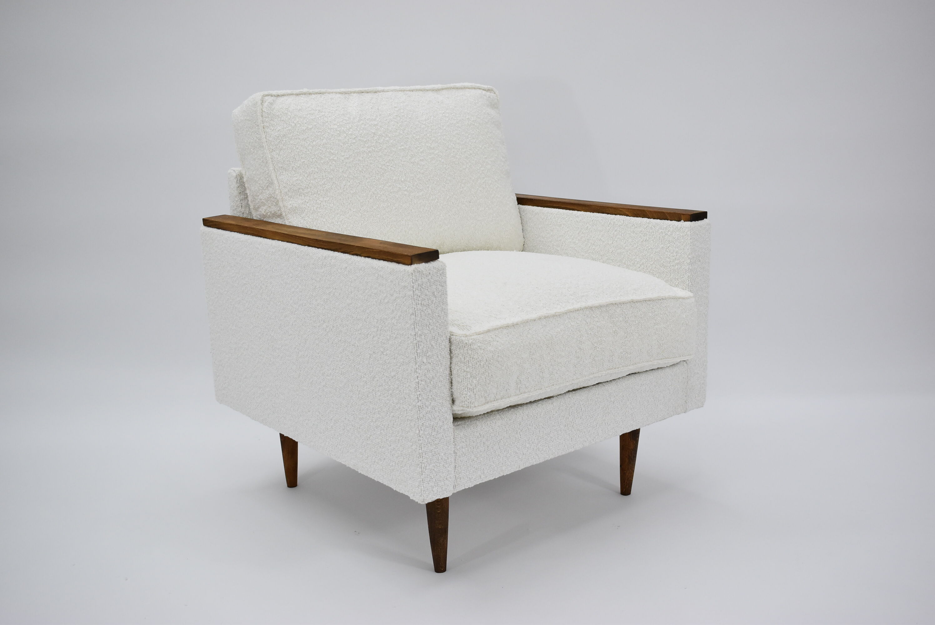 Fauteuil cube original des années 70, entièrement restauré, bouclé blanc