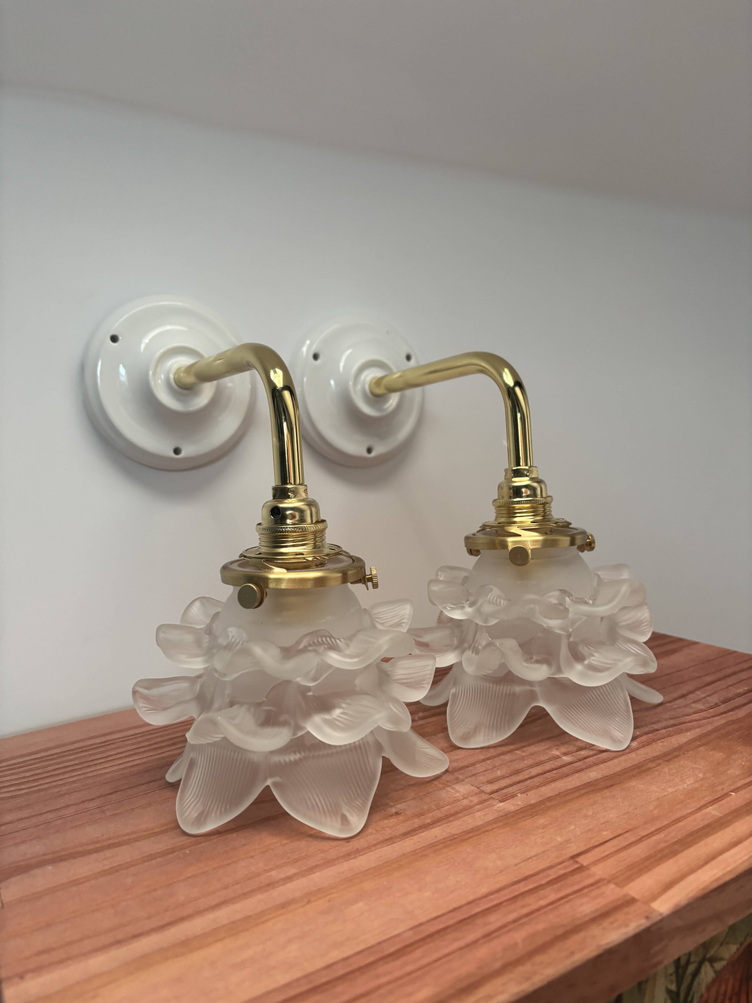 Pair of tulip flower wall lights