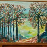 Original vintage Swedish oil on canvas – "Autumn Trees"