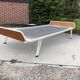 Vintage meridian in teak steel steel hairpin country leg down 60s