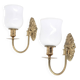 Pair of brass and opaque glass wall lights, 1950s