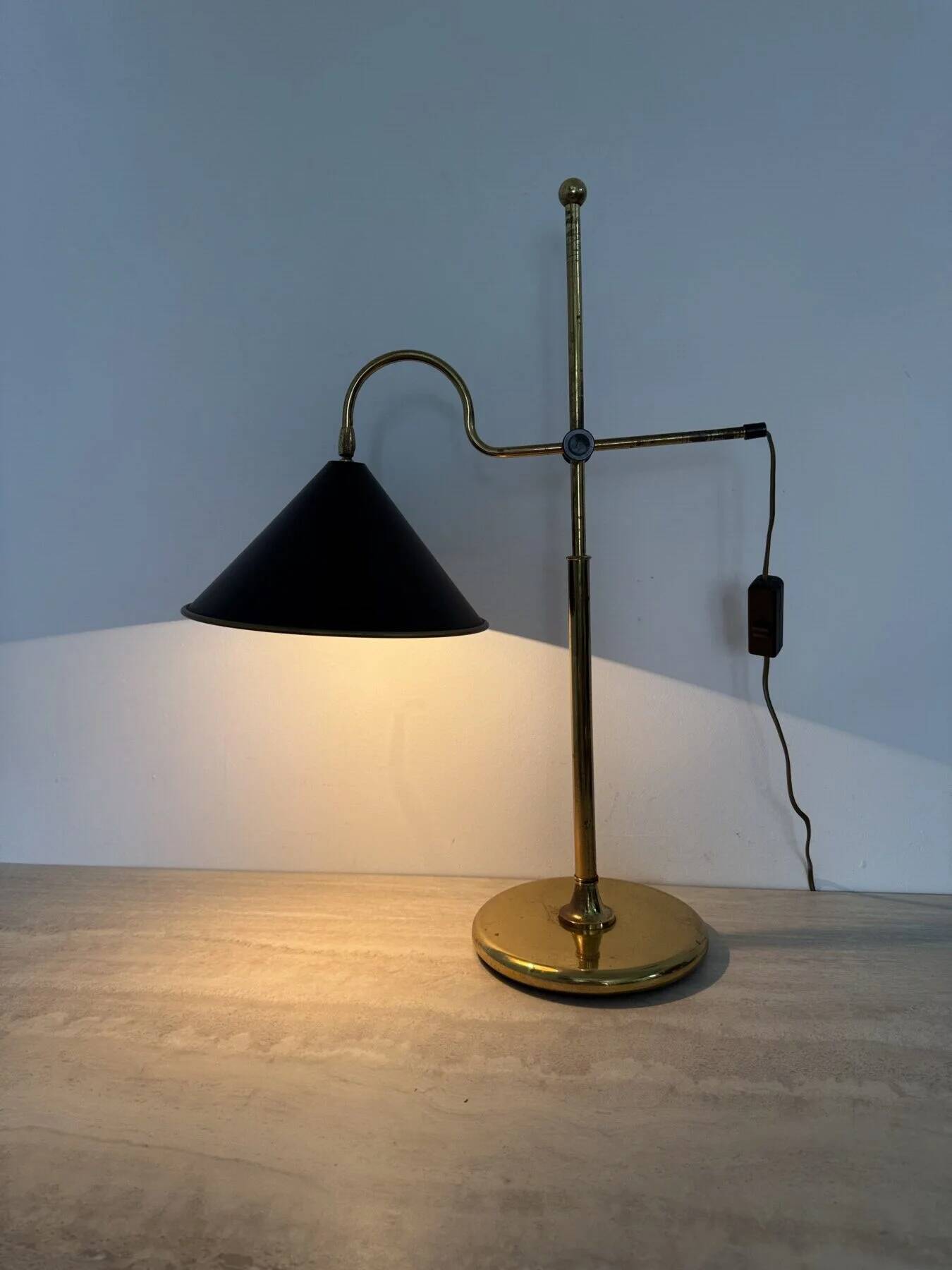 Mid-century adjustable brass desk lamp, 1970s