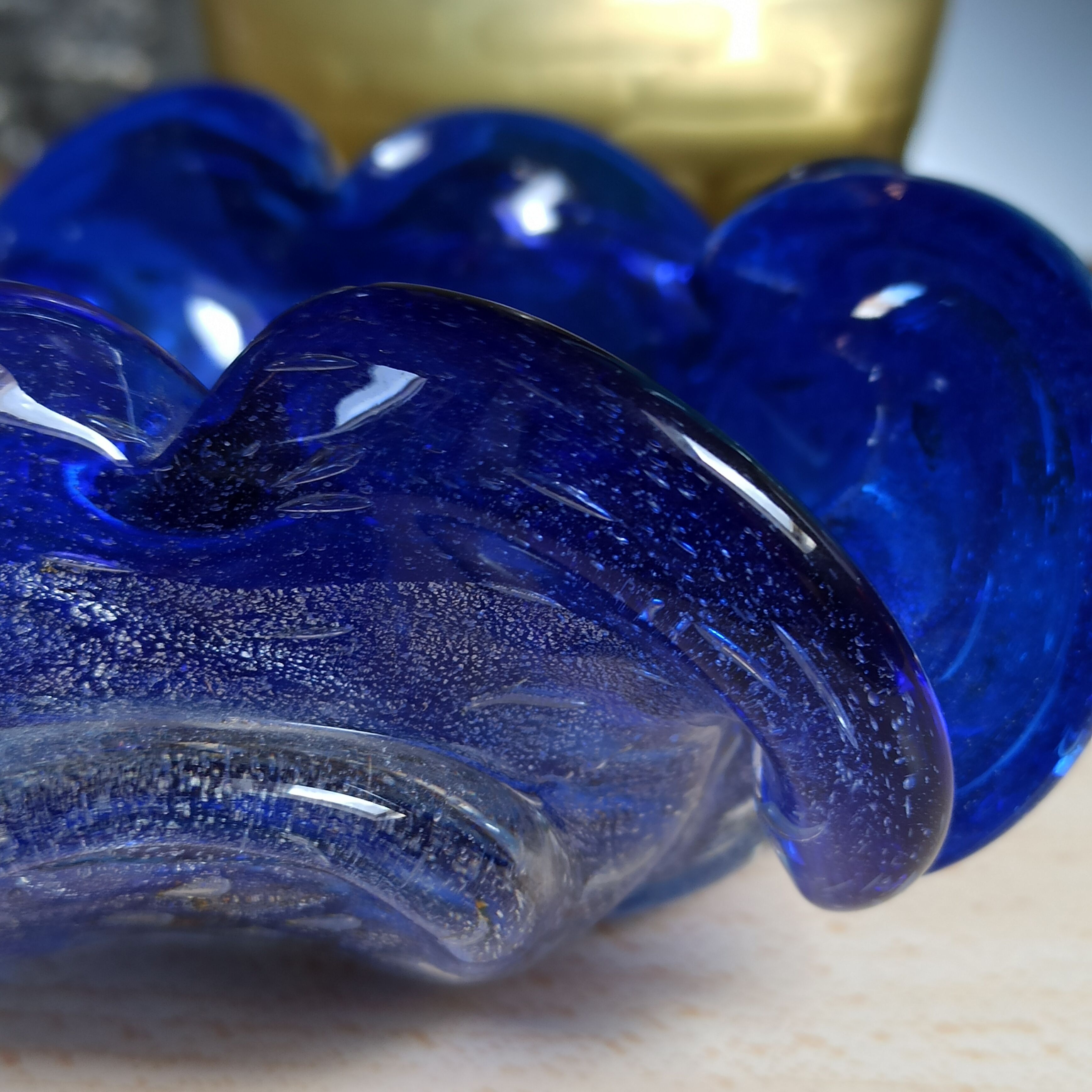 Vintage cobalt blue Murano ashtray