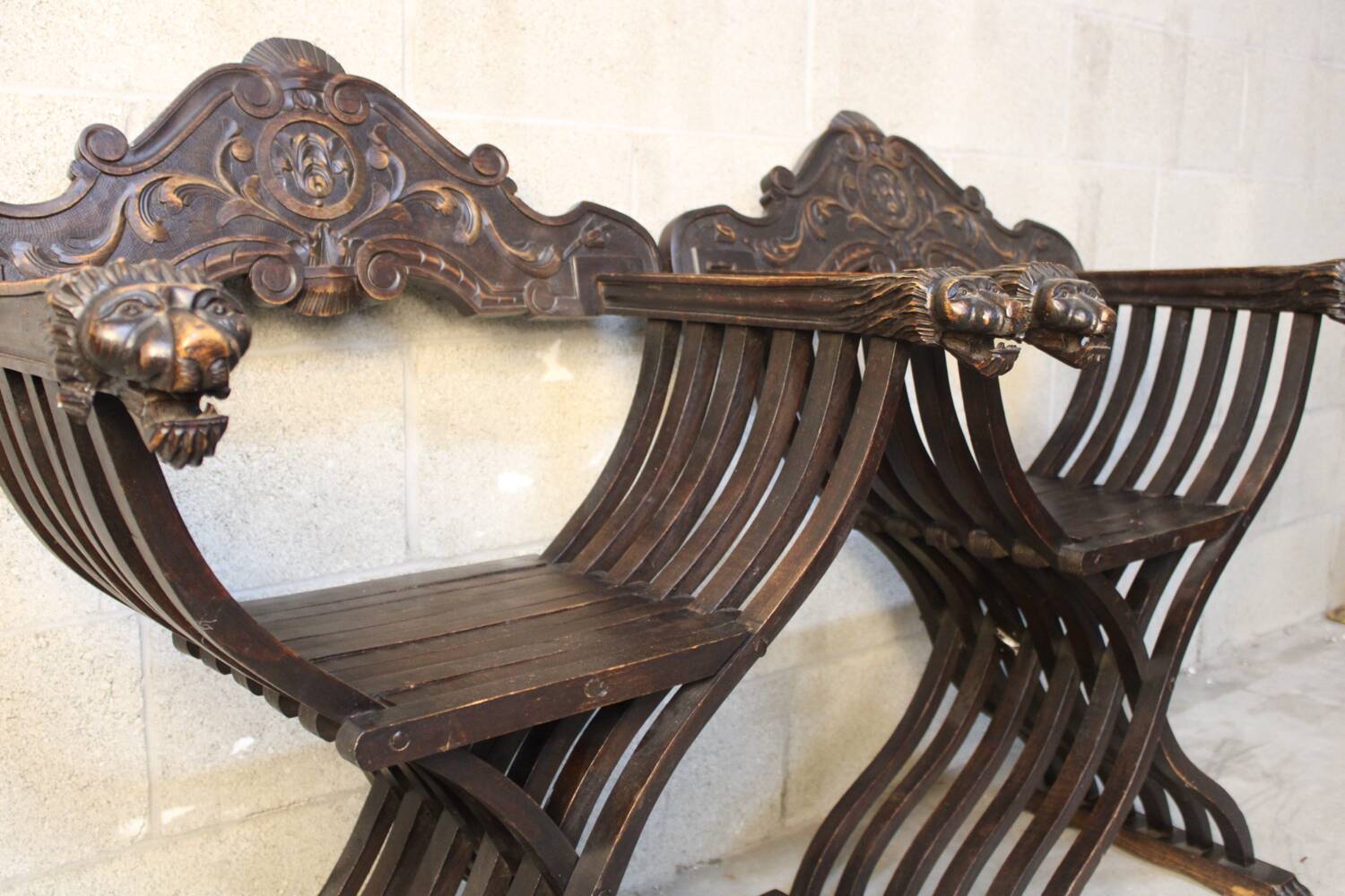 Pair of Antique savonarola folding chairs