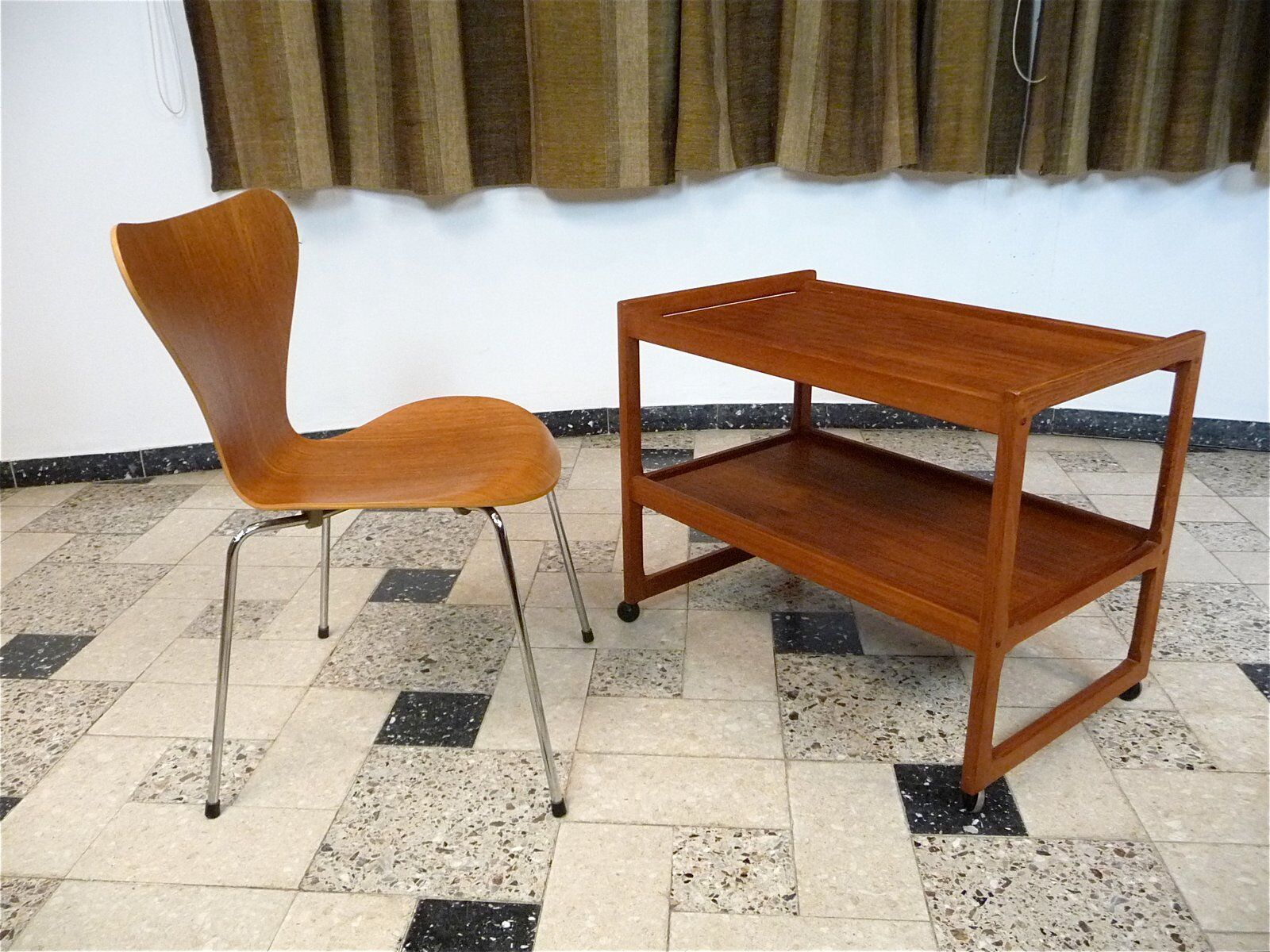 Modernist design bar or serving trolley in teak, Denmark1960s