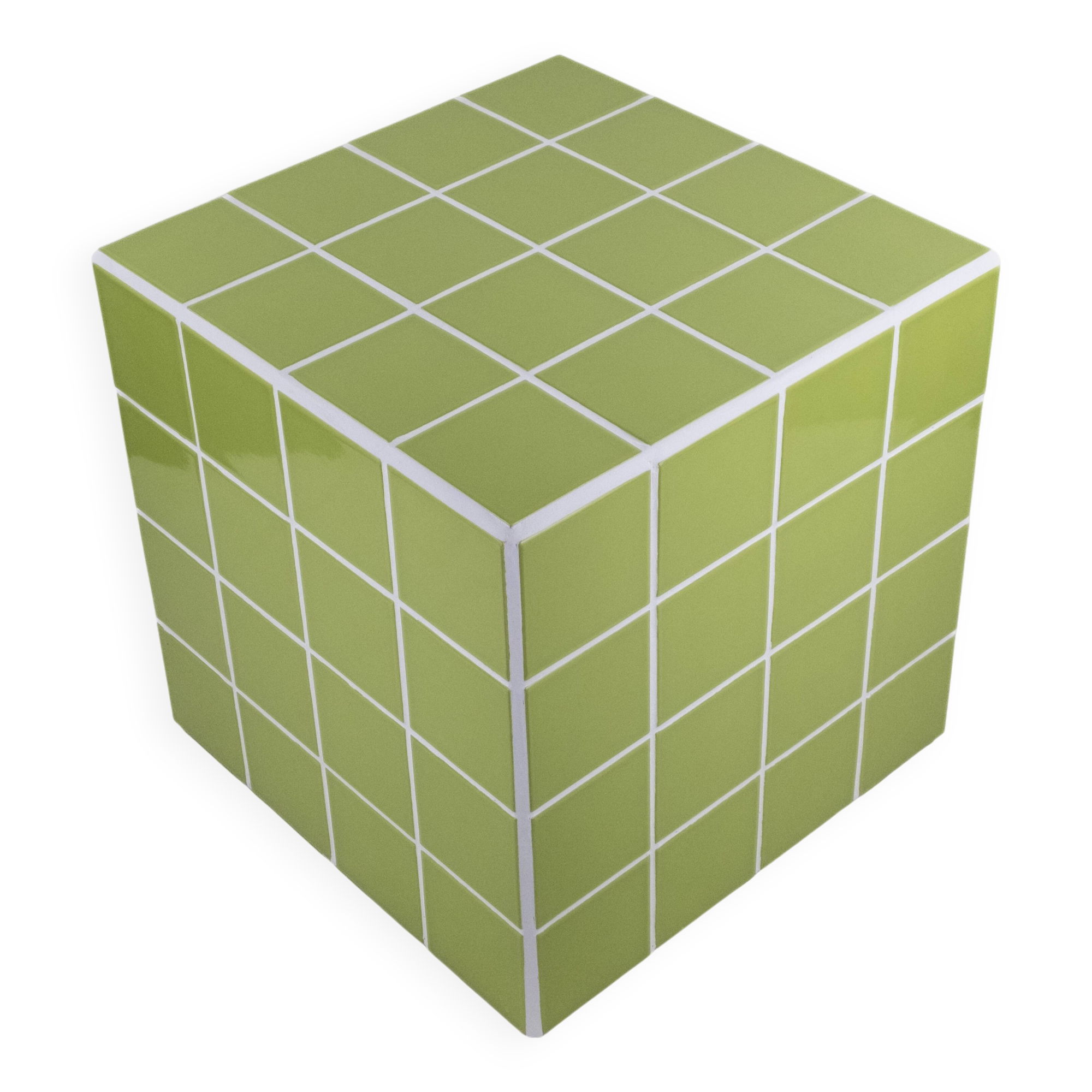 Cube-Side table-Bedside table-Tile-Ceramic-Green-Glossy