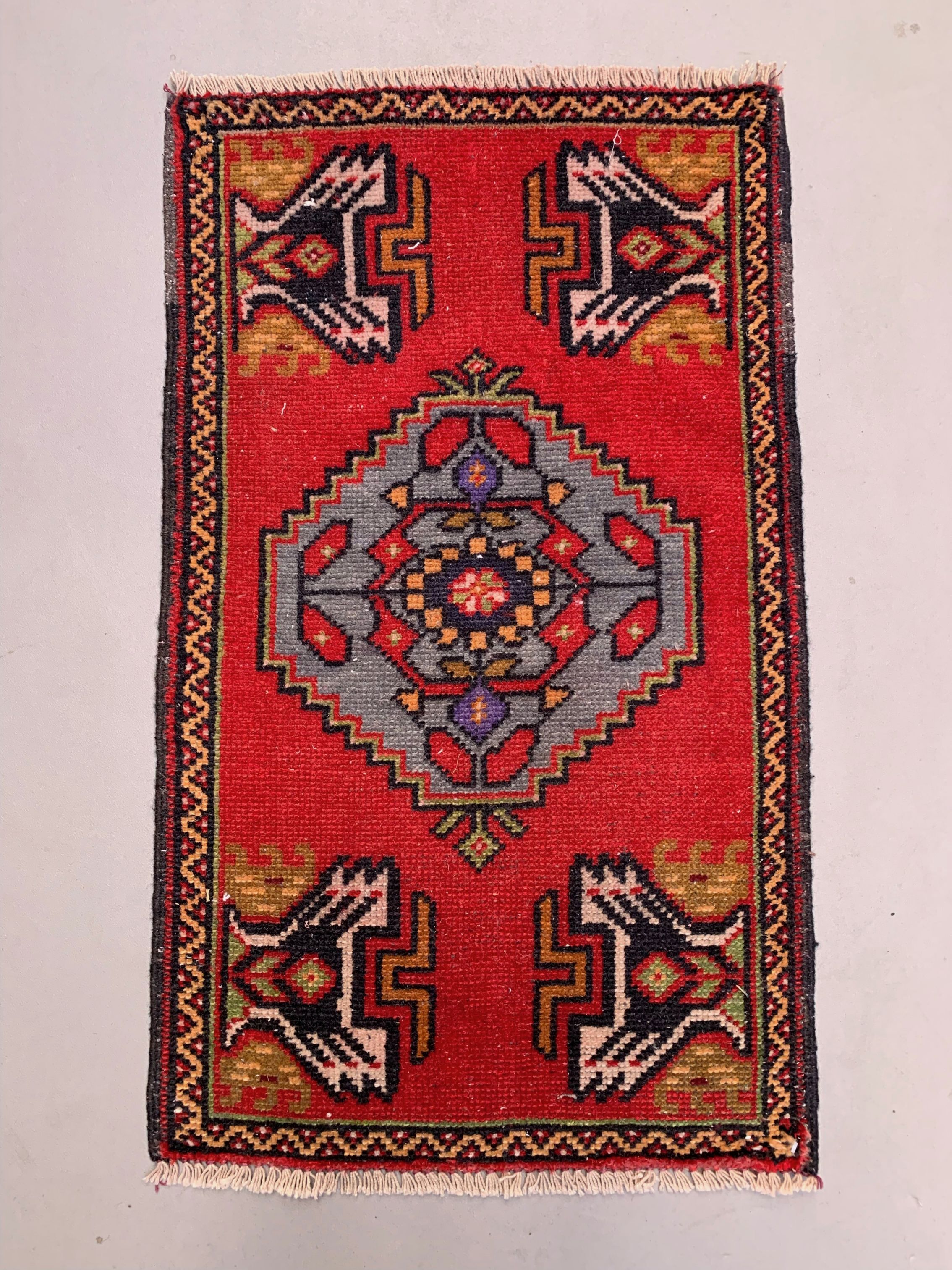 Small Vintage Turkish Rug 91x55 cm, Short Runner, Tribal, Shabby Chic