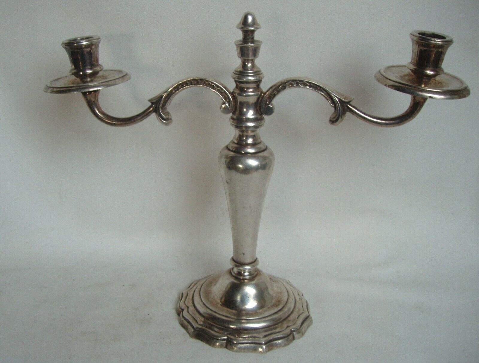 Candle holder 2 english branches in silver metal early twentieth century