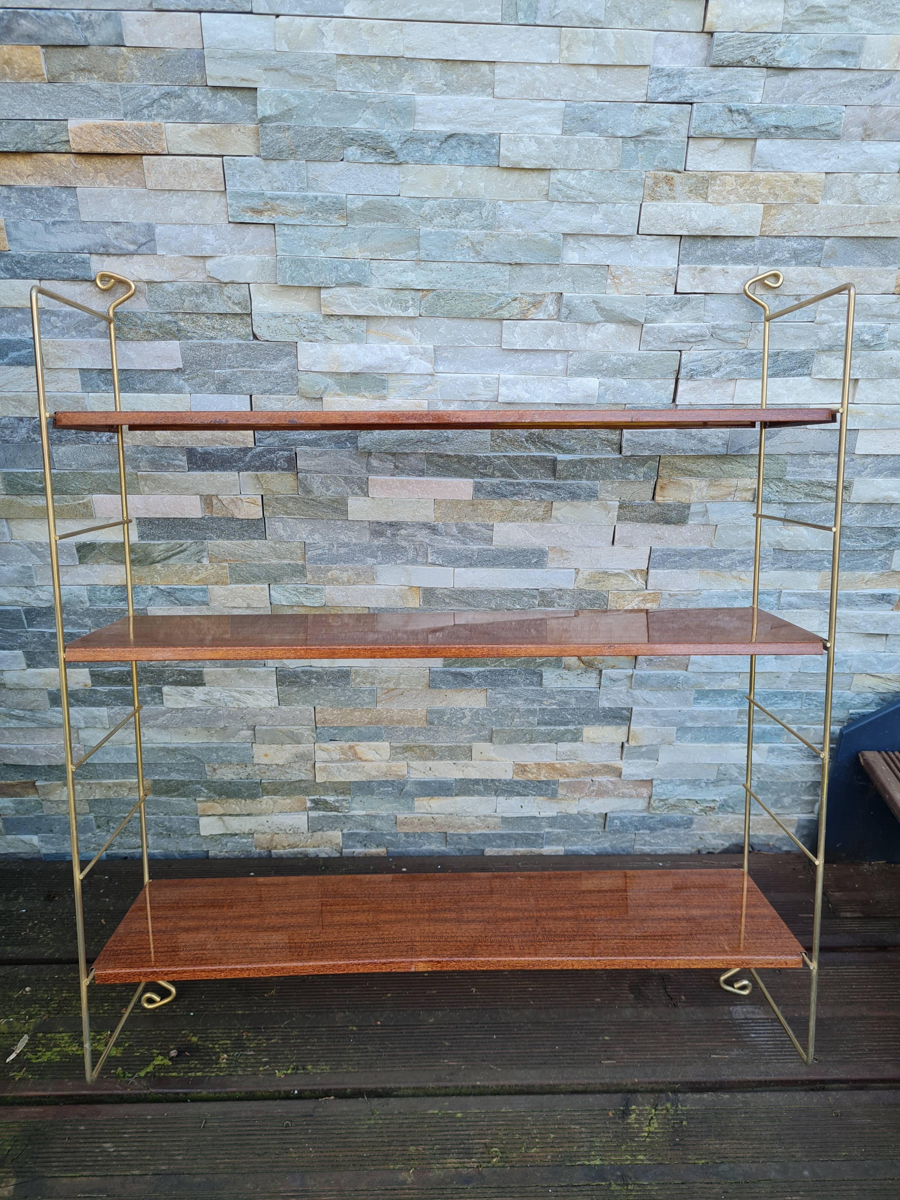 Wall shelves style metal string imitation wood 60- 70s