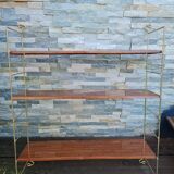 Wall shelves style metal string imitation wood 60- 70s