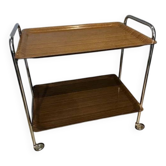 ADT Mobile Bar Cart / Serving Trolley — Chrome & Wood-Effect, 1970s Germany