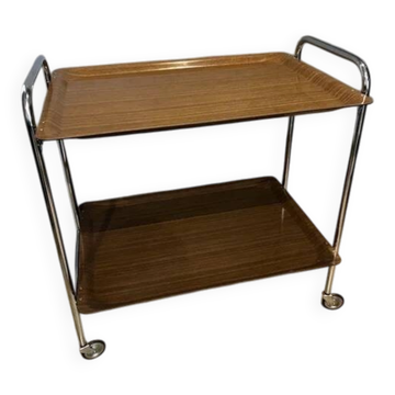 ADT Mobile Bar Cart / Serving Trolley — Chrome & Wood-Effect, 1970s Germany