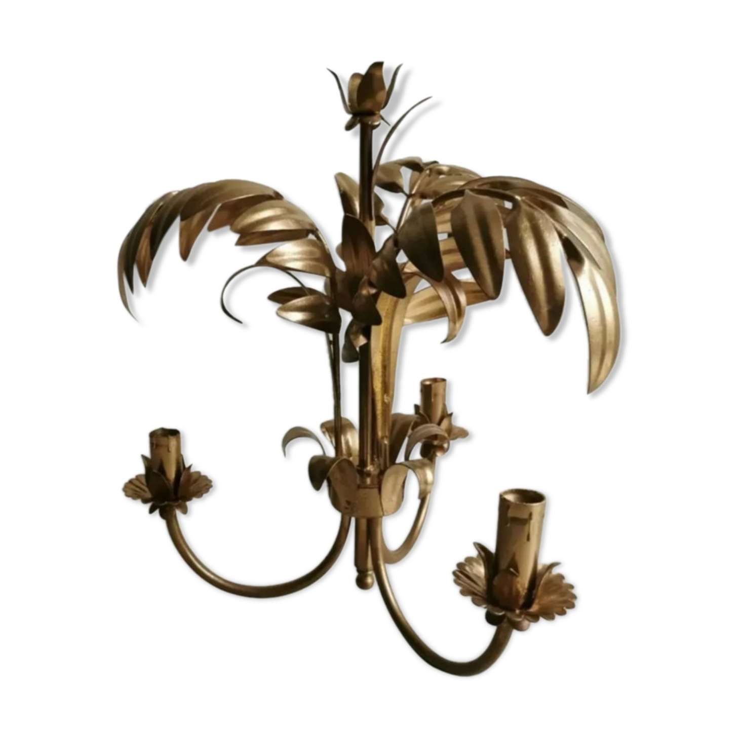 Golden metal palm lamp