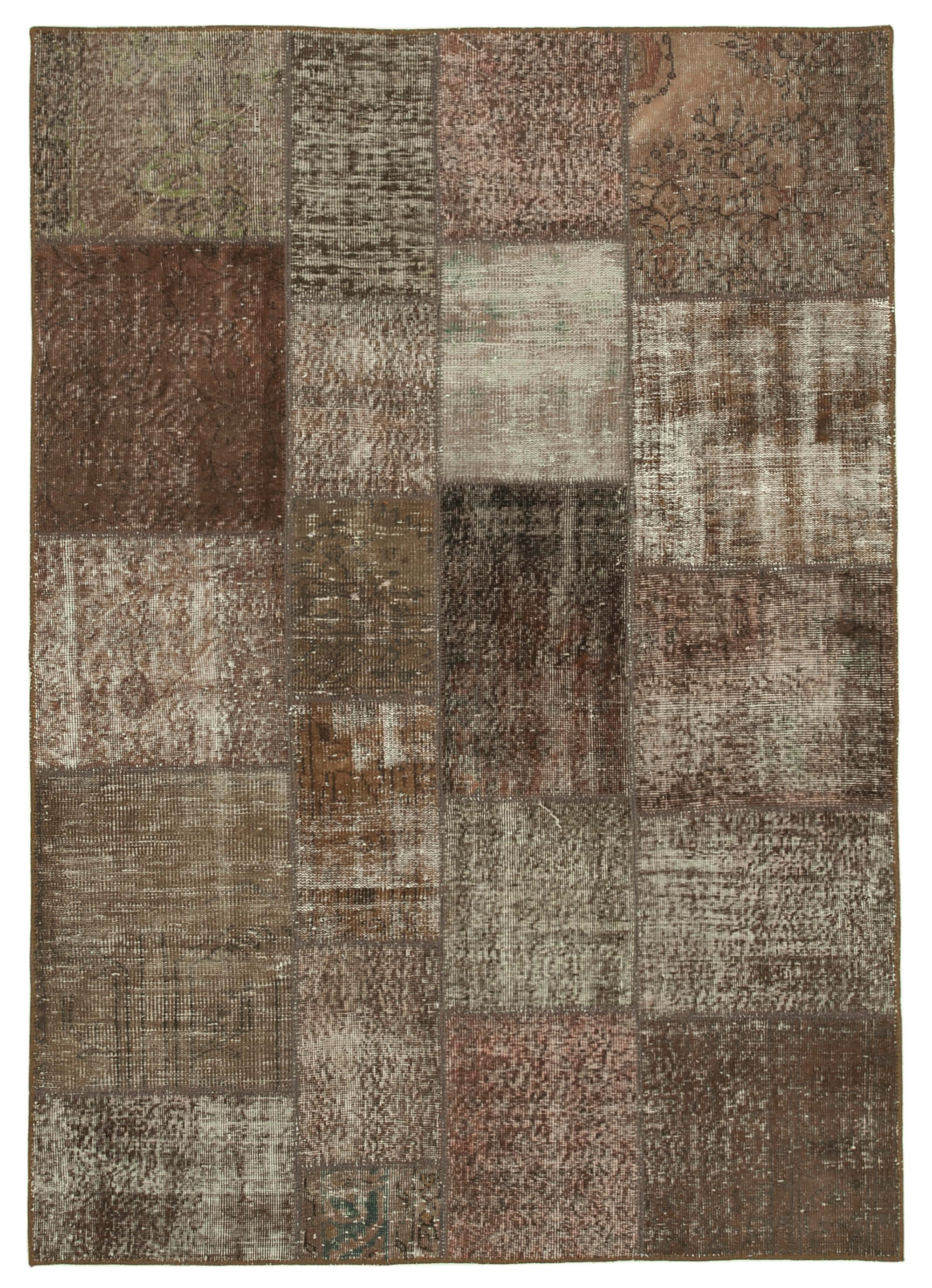 Tapis anatolian vintage 170 cm x 242 cm brown patchwork fait à la main