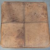 Sturdy square vintage sheepskin pouf/ottoman with beautiful colours