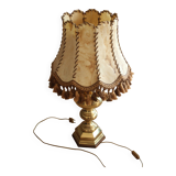 Lampe de table Mid-Century sur un pied en laiton massif et opulent - abat-jour en cuir