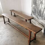 Paire de bancs anciens en chêne